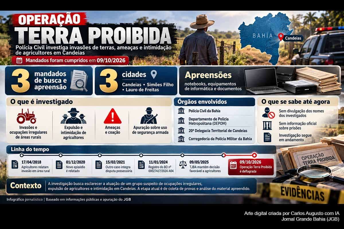 Polícia investiga invasões e ameaças a agricultores em Candeias na Operação Terra Proibida