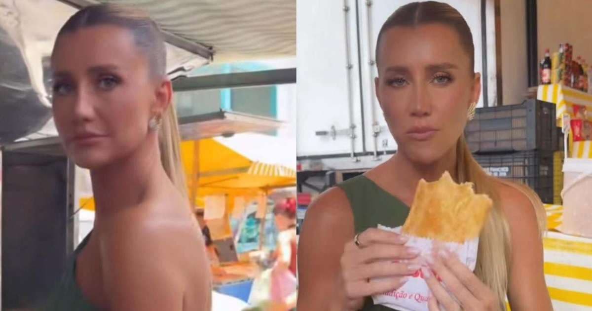 Mulher de Roberto Justus troca restaurante chique por pastel em feira e gera polêmica