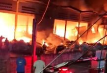 Galpão de reciclagem em Camaçari é atingido por grande incêndio