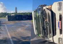 Carreta tomba na rotatória do Polo: assista ao vídeo imperdível!