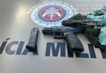 Suspeito preso em Camaçari com pistola e munições apreendidas